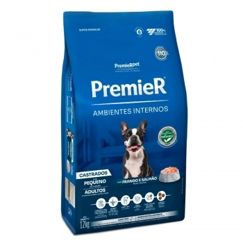 Ração PremieR Ambientes Internos para Cães Adultos Castrados Frango e Salmão 12Kg