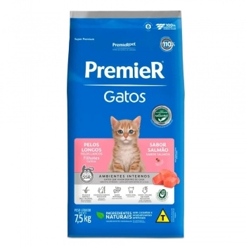 Ração PremieR Ambientes Internos para Gatos Filhotes Pelos Longos Salmão 7,5Kg