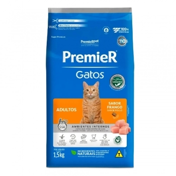 Ração PremieR Ambientes Internos para Gatos Adultos Frango 1,5Kg