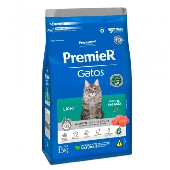 Ração PremieR Ambientes Internos Light para Gatos Adultos Salmão 1,5Kg