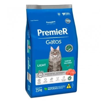 Ração PremieR Ambientes Internos Light para Gatos Adultos Salmão 7,5Kg