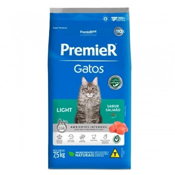 Ração PremieR Ambientes Internos Light para Gatos Adultos Salmão 7,5Kg