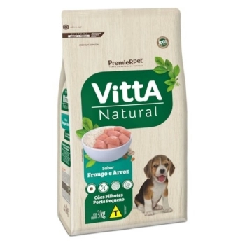 Ração Vitta Natural para Cães Filhotes Raças Pequenas Sabor Frango e Cereais 3kg