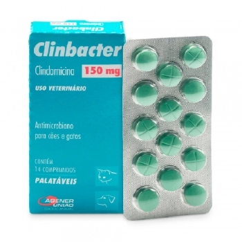 Antibiótico Agener União Clinbacter 150mg para Cães e Gatos 14 Comprimidos