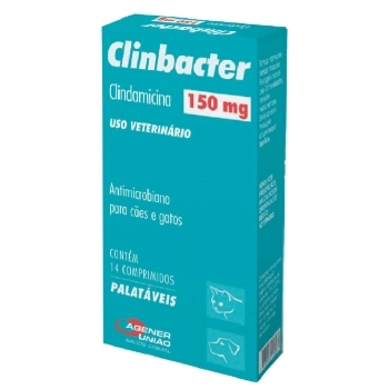 Antibiótico Agener União Clinbacter 150mg para Cães e Gatos 14 Comprimidos