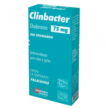Antibiótico Agener União Clinbacter 75mg para Cães e Gatos 14 Comprimidos