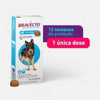 Antipulgas e Carrapatos Bravecto Comprimido MSD para Cães de 20Kg a 40Kg 1000mg