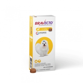 Antipulgas e Carrapatos Bravecto Comprimido MSD para Cães 2 a 4,5kg 112,5mg