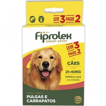 Antipulgas Fiprolex Cães 21-40 kg 2,68 mL Leve 3 Pague 2 - Ceva