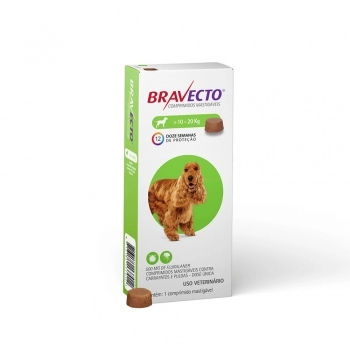 Antipulgas e Carrapatos Bravecto Comprimido MSD para Cães 10Kg a 20Kg 500mg