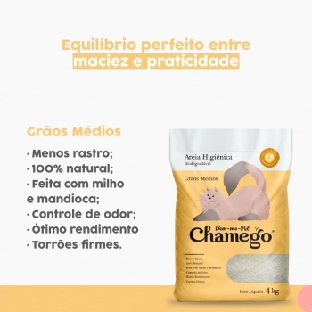 Areia Higiênica Chamego Grãos Médios 4Kg