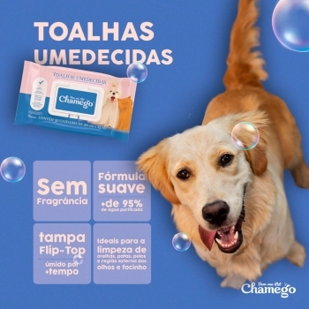 Toalha Umedecida Chamego para Cães e Gatos - 50 Unidades