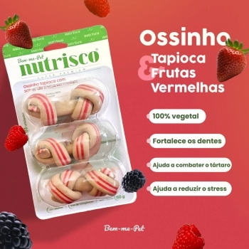 Ossinho Nutrisco Tapioca com Frutas Vermelhas para Cães 150g - 3 Unidades