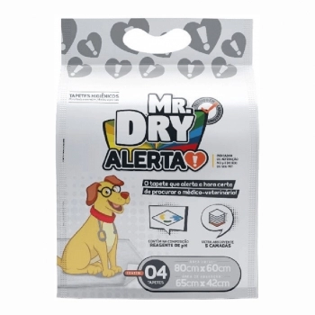 Tapete Higiênico Mr. Dry Alerta 80x60 cm (4 Unidades)