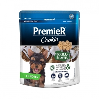 Biscoito PremieR Cookie Para Cães Filhotes Coco e Aveia 250g