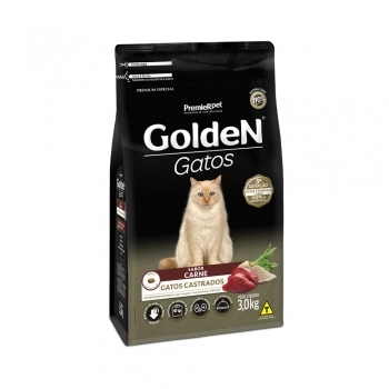 Ração Golden para Gatos Adultos Castrados Carne 3Kg