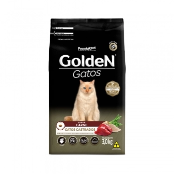 Ração Golden para Gatos Adultos Castrados Carne 3Kg