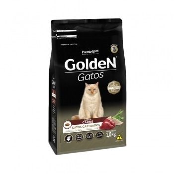 Ração Golden para Gatos Adultos Castrados Carne 1Kg