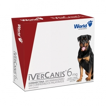 Antiparasitário IverCanis World 6 mg para Cães de 30 kg (4 Comprimidos)