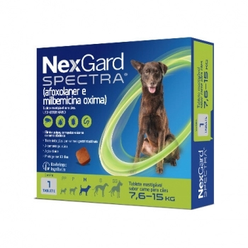 Antipulgas e Vermífugo NexGard Spectra M Cães 7,6kg a 15kg - 1 tablete