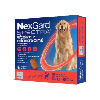 Antipulgas e Vermífugo NexGard Spectra GG Cães 30,1kg a 60kg - 1 tablete