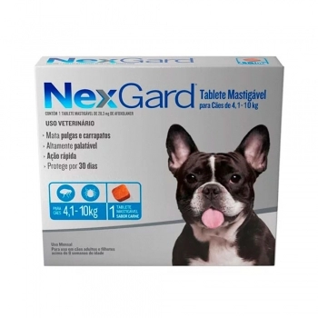 Antipulgas e Carrapatos NexGard 28,3 mg para Cães de 4,1 a 10kg 1 tablete