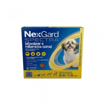 Antipulgas e Vermífugo NexGard Spectra P Cães 3,6kg a 7,5kg - 3 tabletes