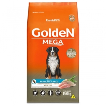 Ração Golden Mega para Cães Adultos de Raças Grandes Frango e Arroz 15kg