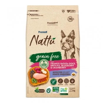 Ração Premier Nattu Grain Free Cães Adultos Porte Pequeno Frango 2,5 kg