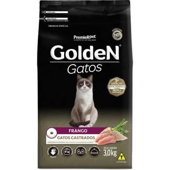 Ração Golden para Gatos Adultos Castrados Frango 3Kg