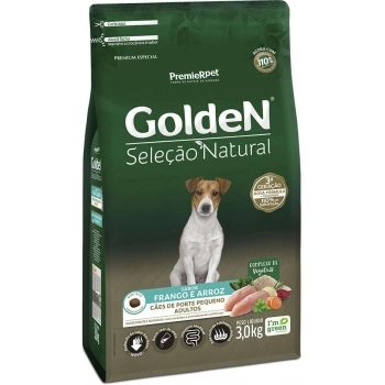 Ração Golden Seleção Natural Mini Bits para Cães Adultos de Raças Pequenas Frango e Arroz 3Kg