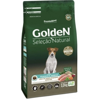 Ração Golden Seleção Natural Mini Bits para Cães Adultos de Raças Pequenas Frango e Arroz 1Kg