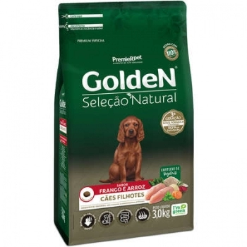 Ração Golden Seleção Natural para Cães Filhotes Frango 3Kg