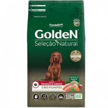 Ração Golden Seleção Natural para Cães Filhotes Frango 3Kg