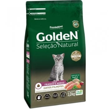 Ração Golden Seleção Natural para Gatos Filhotes Frango e Arroz 1Kg