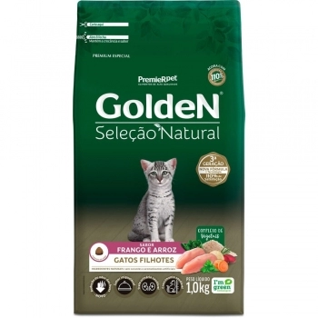 Ração Golden Seleção Natural para Gatos Filhotes Frango e Arroz 1Kg