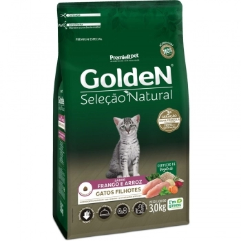 Ração Golden Seleção Natural para Gatos Filhotes Frango e Arroz 3,0Kg
