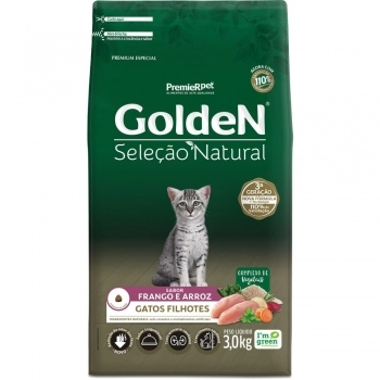 Ração Golden Seleção Natural para Gatos Filhotes Frango e Arroz 3,0Kg