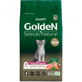 Ração Golden Seleção Natural para Gatos Filhotes Frango e Arroz 10,1Kg