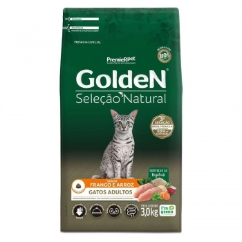 Ração Golden Seleção Natural para Gatos Adultos Frango 3Kg