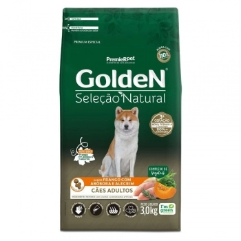 Ração Golden para Cães Adultos Seleção Natural Abóbora 3Kg