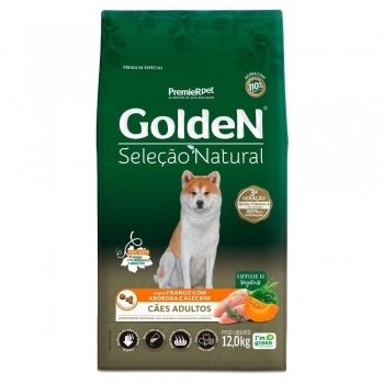 Ração Golden para Cães Adultos Seleção Natural Abóbora 12Kg