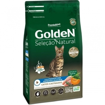 Ração Golden para Gatos Adultos Castrados Seleção Natural Abóbora 3Kg