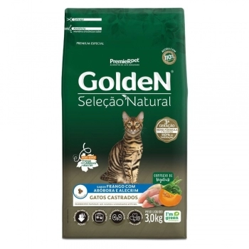 Ração Golden para Gatos Adultos Castrados Seleção Natural Abóbora 3Kg