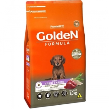 Ração Golden Fórmula Mini Bits Para Cães Filhotes Raças Pequenas Carne e Arroz 3Kg