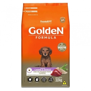 Ração Golden Fórmula para Cães Filhotes Carne e Arroz 3kg
