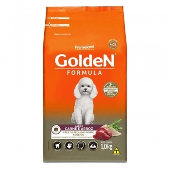 Ração GoldeN Formula Mini Bits para Cães Adultos Pequeno Porte Carne e Arroz 1 kg