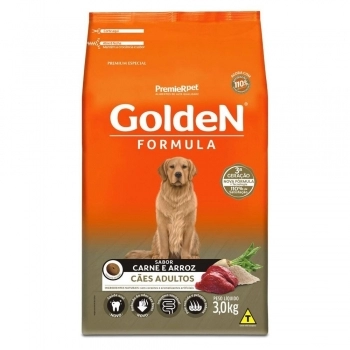 Ração GoldeN Formula para Cães Adultos Carne e Arroz 3 kg