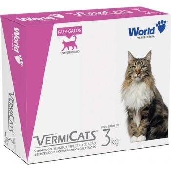 Vermífugo VermiCats 600mg para Gatos - 4 comprimidos