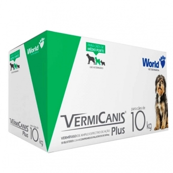 Vermífugo VermiCanis Plus World 800mg para Cães de 10kg - Display